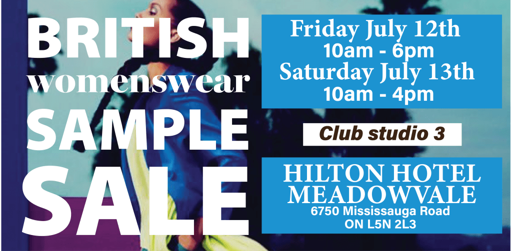 Fashion sale Mississauga
Fashion sample sale Toronto
Fashion sales
