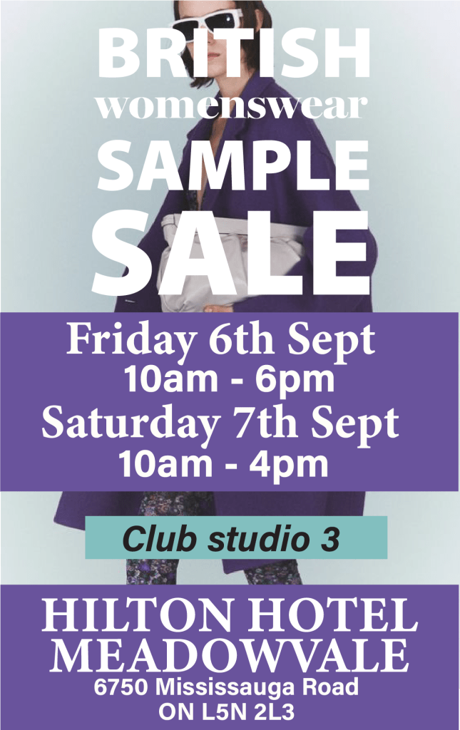 Fall fashion sales in Mississauga
Fall sample sales